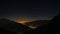 Time lapse of Susa Valley from sunset to night to sunrise, Torino Province, Italy. Mountain ridges and peaks with moving clouds, r