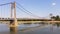 Time lapse at suspension bridge over the river Loire