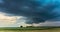 Time lapse of tornado warned supercell storm rolling through the fields in Lithuania, giant rotating wall cloud