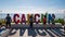 Time lapse of tourists in Cancun sign