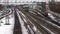 Time lapse video of locomotives and trains at the railway junction
