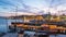 Time Lapse video of Oslo city, Oslo port with boats and yachts at twilight in Norway