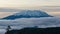 Time lapse video of white clouds over snow covered Mt St Helens in WA state 4k