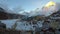 Time lapse view of Gorak Shep village at the foot of mountains Pumori, Nuptse and Everest