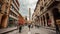 Time lapse of the View of via Rizzoli in Bologna with Torre degli Asinelli at the end of the street