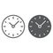 Time line and glyph icon, clock and minute