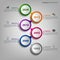 Time line info graphic with colorful design round pointer