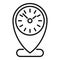 Time location control icon outline . Work clock