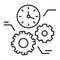 Time management black line icon. Process of planning and exercising conscious control of time spent on specific activities.