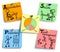 Time management chart illustration on a colorful notes.