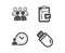 Time management, Checklist and Group icons. Usb stick sign. Work time, Survey, Developers. Memory flash. Vector