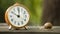 Time management concept, clock and slow snail