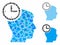 Time management head Mosaic Icon of Trembly Items