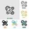 Time management icon in six different styles, based on outline style, seo icon set, vector