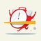 The Time Mascot is running to the finish line. Isolated Vector Illustration