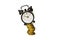 Time is money concept. classic alarm clock with coins on white background. retro watch with round dial. clip art