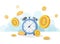 Time is money concept. Financial investments, revenue increase, budget management, savings account.Flat vector