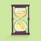 Time is money concept, hourglass cartoon illustration with dollar, sandglass, retro style, image