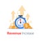 Time is money concept, stack of coins and stopwatch, easy loan, return on investment