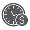 Time is money glyph icon, hour and finance, clock and dollar sign, vector graphics, a solid pattern on a white