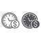 Time is money line and glyph icon, hour and finance, clock and dollar sign, vector graphics, a linear pattern on a white