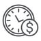 Time is money line icon, hour and finance, clock and dollar sign, vector graphics, a linear pattern on a white