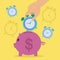 Time is Money Piggy bank with clock Vector Illustration