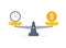 Time money scale balance vector comparision equity price work value salary illustration.