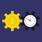 Time money symbols clock cogwheels on blue background. Flat design EPS 10