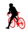 Time out bicyclist man vector silhouette illustration isolated on white background. Boy riding bicycle.