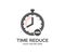 Time reduce, Stopwatch cross logo design. Remove time, time saving vector design and illustration.