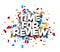 Time for review sign over colorful cut out foil ribbon confetti background