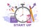 On Time Startup Flat Illustration of business Development process, Innovation product, and creative idea