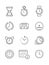 Time symbols. Calendar clock fast work time manageent thin linear icon vector collection