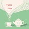 Time for tea.Cup of tea and teapot silhouette illustration for t