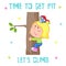 Time to get fit card - white background - cute little girl and sports - tree climbing