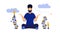 Time to health vector mind work meditation body man achievement. Person exercise focus harmony wellbeing yoga flat illustration