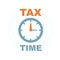 Time to pay tax - icon of accounting reminder with clock, taxes payment