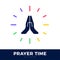 Time to Pray vector logo. Praying Hands Icon with clock