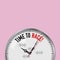 Time to Race. White Vector Clock with Motivational Slogan. Analog Metal Watch with Glass. Racing Cars Icon