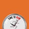 Time to Run. White Vector Clock with Motivational Slogan. Analog Metal Watch with Glass. Runner Icon