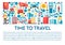 Time to travel banner, airport staff and equipment, airplane flight
