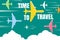 Time To Travel Flight Banner. Airplanes in the sky, silhouette