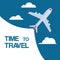 Time to travel and flight booking vector illustration. Online budget travel booking in internet plane flight reservation