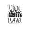 Time to travel logo with traveler accessories