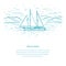 Time to travel sketch vector template. Marine sketch hand drawn vector sailboat, mountains and sea