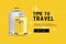 Time to travel. Traveling luggage bag banner template. Travel and tourism concept.