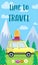 Time to Travel Vertical Banner with Yellow Car