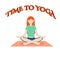 Time to yoga. Woman doing yoga to calm down the stressful emotion from hard work in office. Concept of meditation. Modern vector