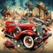 Time-Traveling Adventure: Vintage Cars Collage